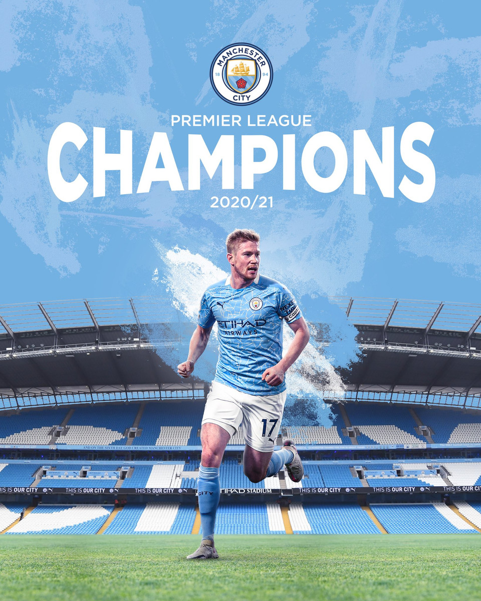 Kevin De Bruyne lần thứ 3 vô địch Premier League. (Nguồn: Twitter)