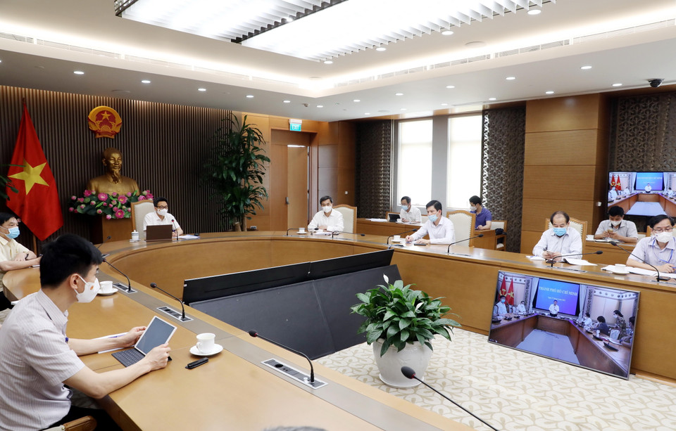 Quang cảnh cuộc họp trực tuyến. (Ảnh: Phạm Kiên/TTXVN)