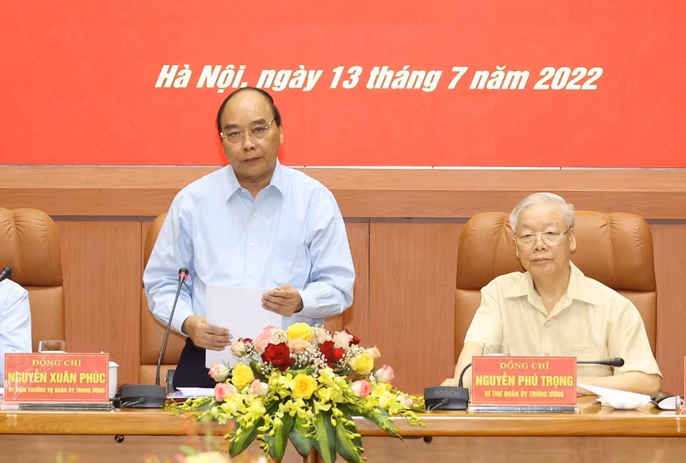 Chủ tịch nước Nguyễn Xuân Phúc phát biểu tại hội nghị. (Ảnh: Trí Dũng/TTXVN)
