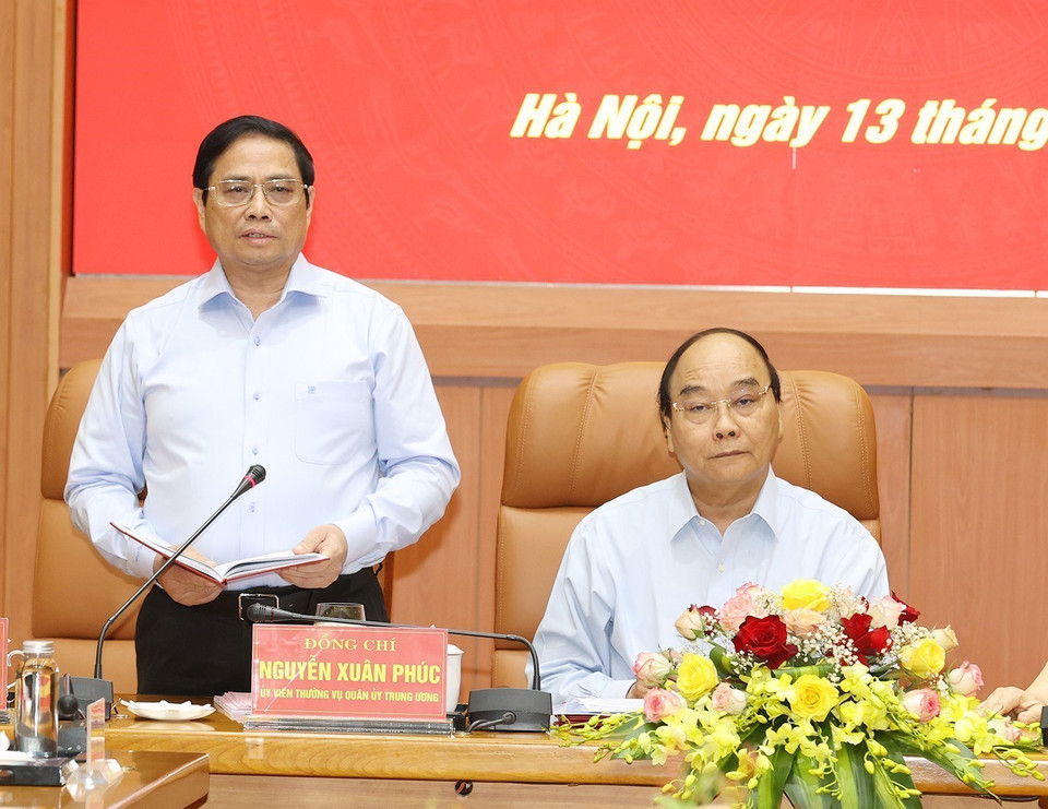 Thủ tướng Chính phủ Phạm Minh Chính phát biểu tại hội nghị. (Ảnh: Trí Dũng/TTXVN)