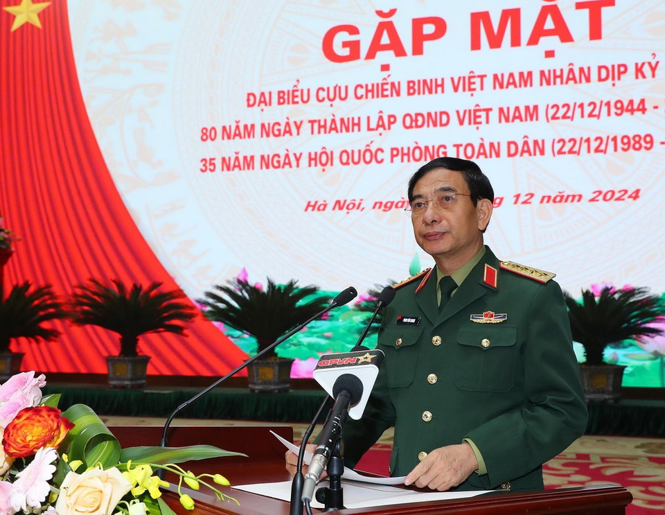 Đại tướng, Bộ trưởng Quốc phòng Phan Văn Giang phát biểu. (Ảnh: Trọng Đức/TTXVN)