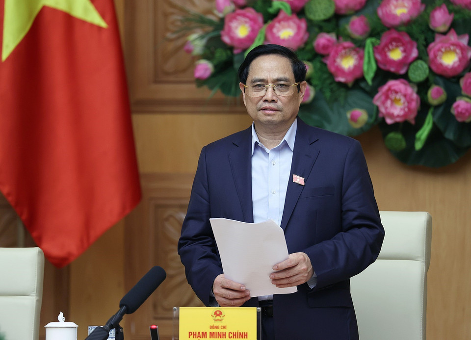 Thủ tướng Phạm Minh Chính phát biểu. (Ảnh: Dương Giang/TTXVN)