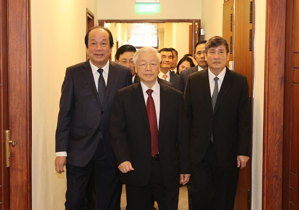 Tổng Bí thư, Chủ tịch nước Nguyễn Phú Trọng dự hội nghị. (Ảnh: Trí Dũng/TTXVN)