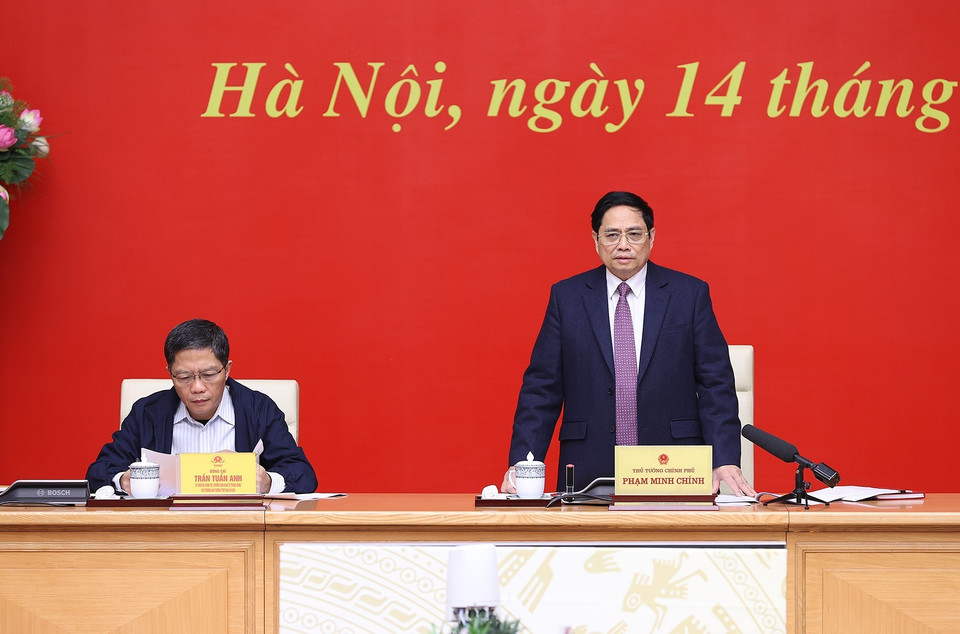 Hình ảnh Thủ tướng Phạm Minh Chính chủ trì hội nghị. (Ảnh: Dương Giang/TTXVN)