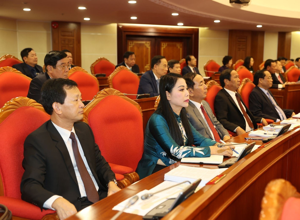 Lãnh đạo Đảng, Nhà nước và các đại biểu dự phiên khai mạc Hội nghị. (Ảnh: Trí Dũng/TTXVN)