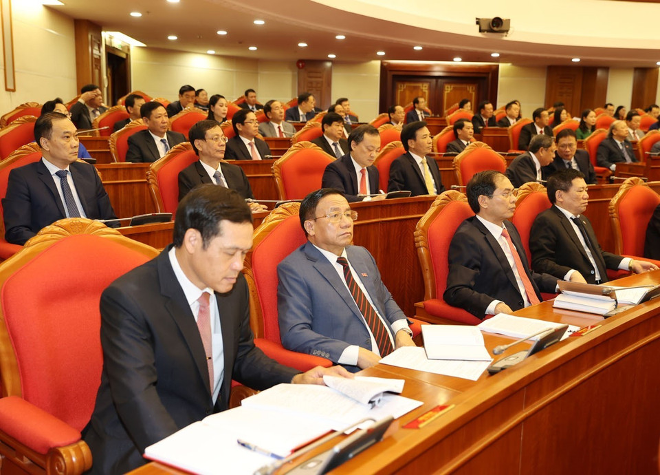 Lãnh đạo Đảng, Nhà nước và các đại biểu dự phiên khai mạc Hội nghị. (Ảnh: Trí Dũng/TTXVN)