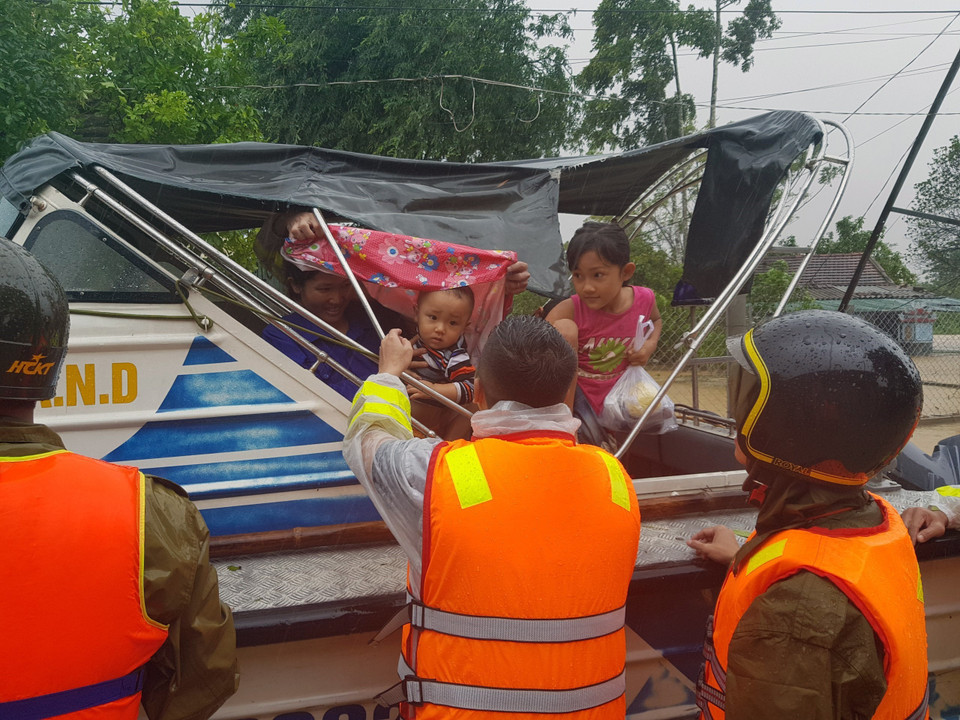 Đây là đợt lũ lớn thứ 3 trong vòng 10 ngày qua ở tỉnh Quảng Trị. (Ảnh: Thanh Thủy/TTXVN)