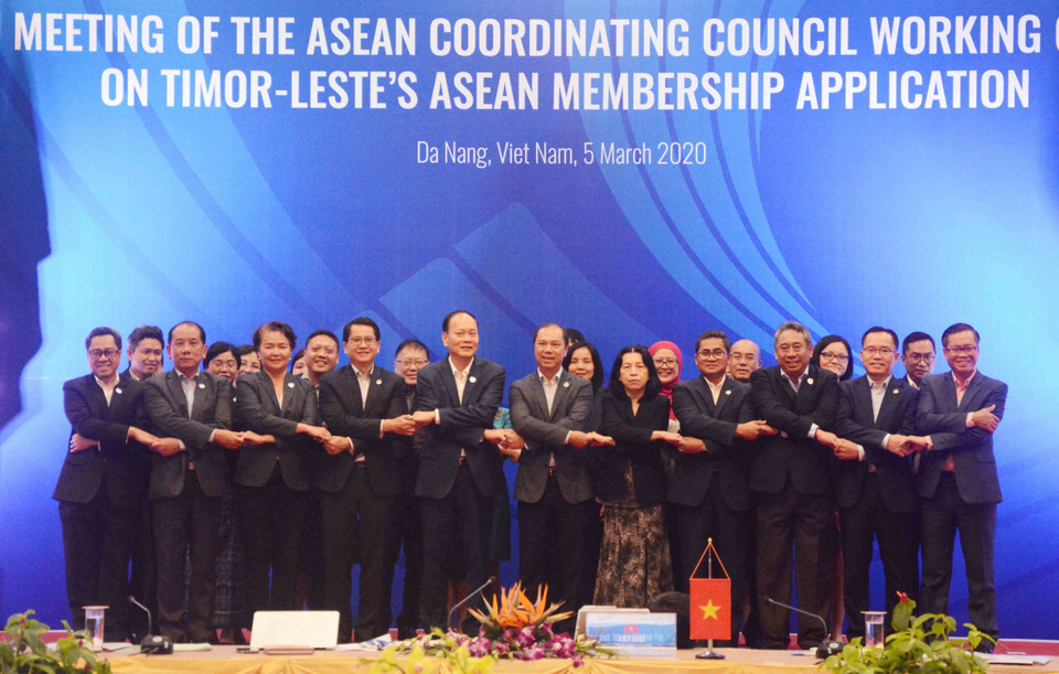 Cuộc họp lần thứ 9 Nhóm Công tác Hội đồng Điều phối ASEAN (ACCWG), chiều 5/3/2020, tại Đà Nẵng với sự tham dự của quan chức cao cấp các nước ASEAN thuộc các trụ cột: Chính trị-an ninh, Kinh tế và Văn hóa-xã hội, cùng đại diện Ban thư ký ASEAN. (Ảnh: Văn Dũng/TTXVN)