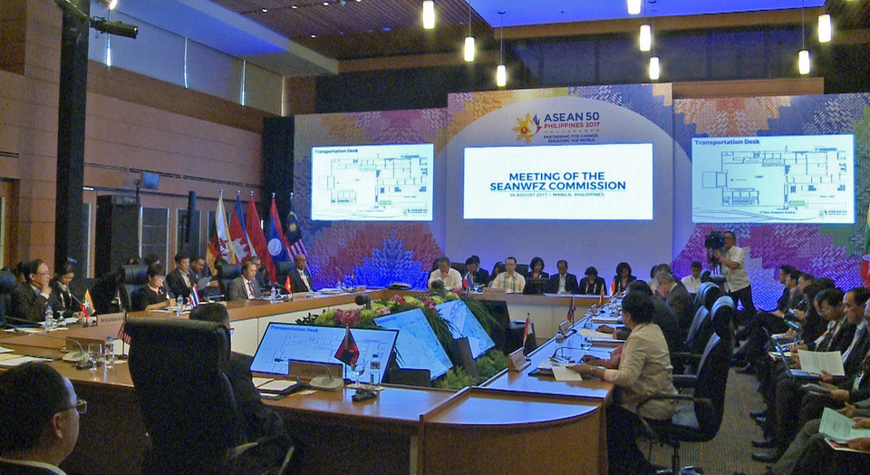 Cuộc họp của Ủy ban Hiệp ước khu vực Đông Nam Á không có vũ khí hạt nhân (SEANWFZ), ngày 4/8/2017, tại Manila (Philippines). (Ảnh: Bình Vịnh/TTXVN)