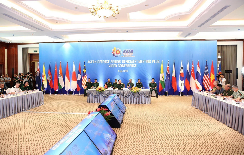 Hội nghị trực tuyến Quan chức Quốc phòng cấp cao các nước ASEAN mở rộng (ADSOM+) năm 2020, sáng 7/7/2020, tại Hà Nội. (Ảnh: Dương Giang/TTXVN)