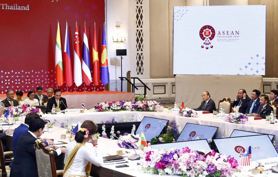 Thủ tướng Nguyễn Xuân Phúc dự Phiên họp toàn thể Hội nghị Cấp cao ASEAN lần thứ 34 ở Bangkok (Thái Lan), chiều 22/6/2019. (Ảnh: Thống Nhất/TTXVN)