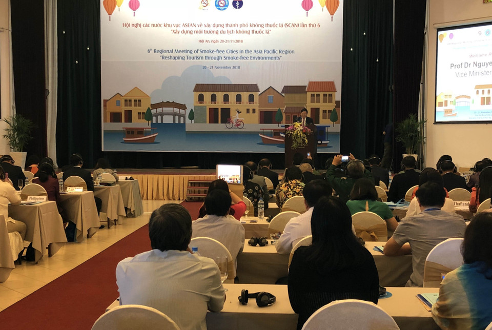 Ngày 20/11/2018, tại thành phố Hội An (Quảng Nam), Quỹ phòng chống tác hại thuốc lá của Bộ Y tế phối hợp với Liên minh phòng chống tác hại thuốc lá Đông Nam Á, Tổ chức Y tế thế giới khu vực Tây Thái Bình Dương tổ chức Hội nghị các nước khu vực ASEAN về xây dựng thành phố không thuốc lá lần thứ 6. (Ảnh : Trần Văn Tĩnh/TTXVN)