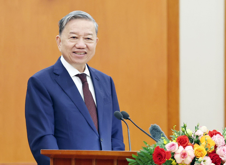 Tổng Bí thư Tô Lâm phát biểu. (Ảnh: Thống Nhất/TTXVN)