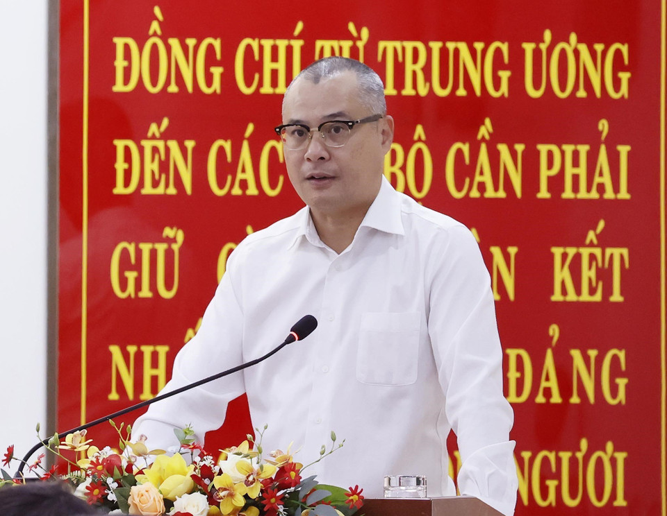 Ông Phạm Đại Dương, Ủy viên Trung ương Đảng, Bí thư Tỉnh ủy Phú Yên phát biểu. (Ảnh: Thống Nhất/TTXVN)