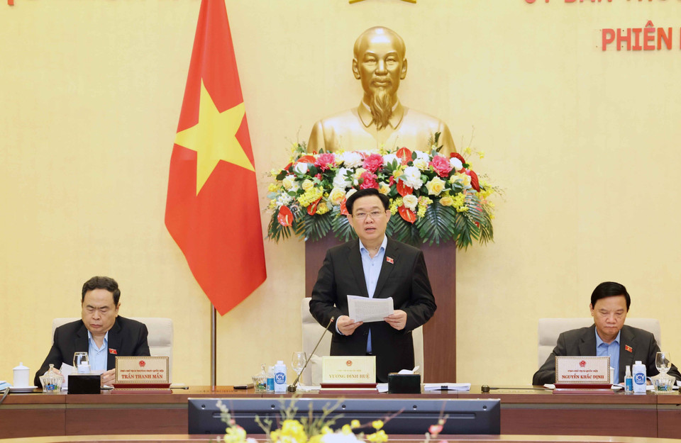 Chủ tịch Quốc hội Vương Đình Huệ phát biểu khai mạc. (Ảnh: Nhan Sáng/TTXVN)