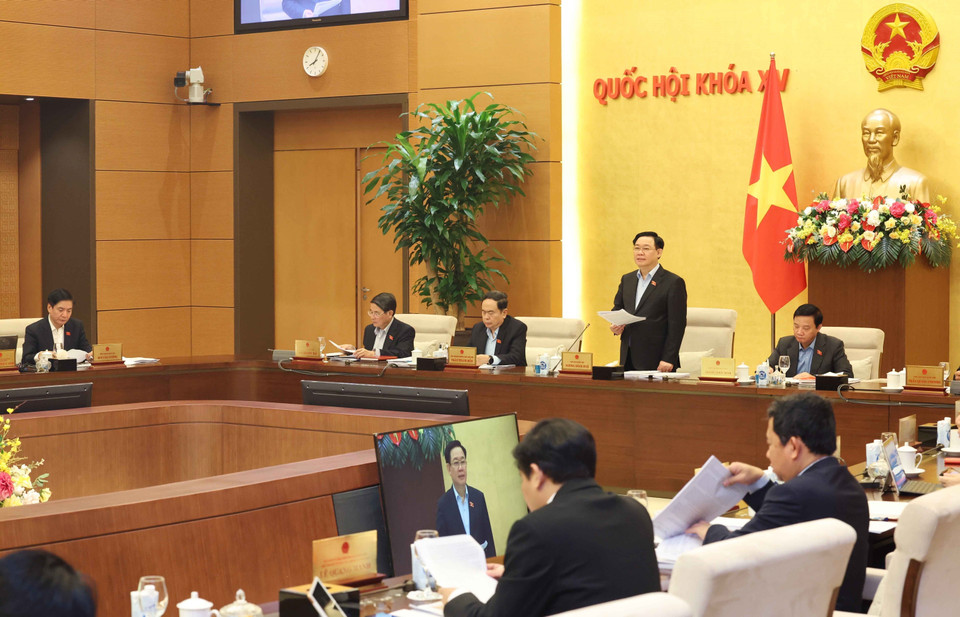 Chủ tịch Quốc hội Vương Đình Huệ phát biểu khai mạc. (Ảnh: Nhan Sáng/TTXVN)