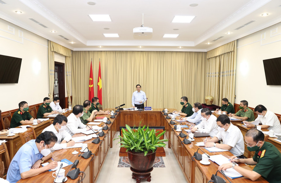 Thủ tướng Phạm Minh Chính tại buổi làm việc. (Ảnh: Dương Giang/TTXVN)
