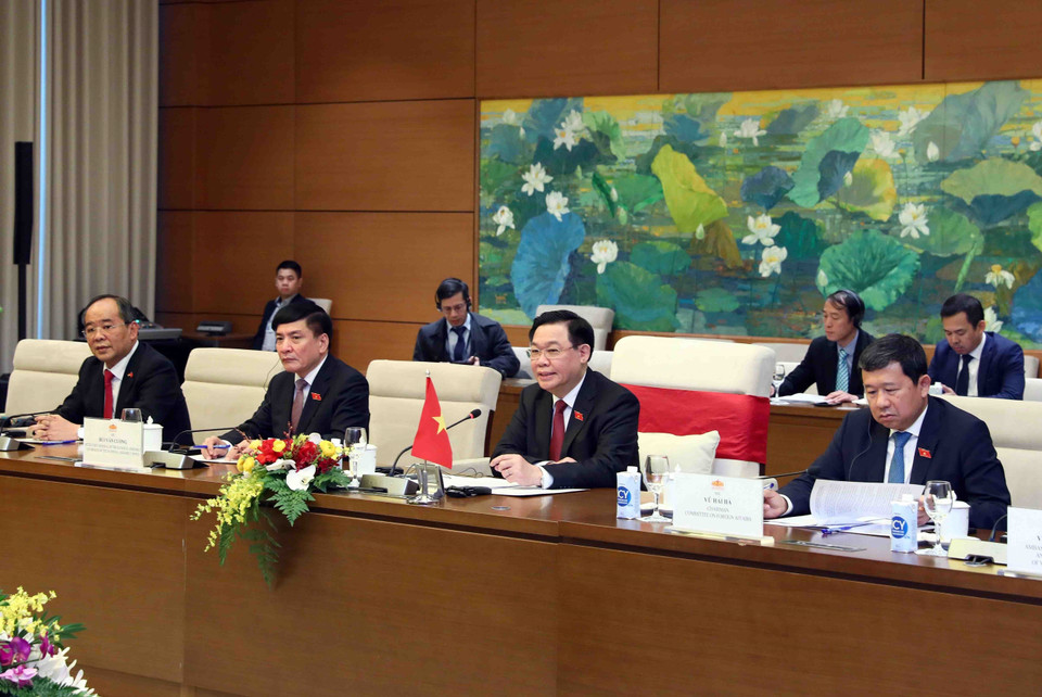 Chủ tịch Quốc hội Vương Đình Huệ phát biểu. (Ảnh: Phạm Kiên/TTXVN)