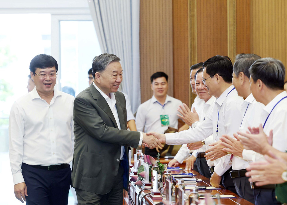 Tổng Bí thư Tô Lâm với các đại biểu. (Ảnh: Thống Nhất/TTXVN)