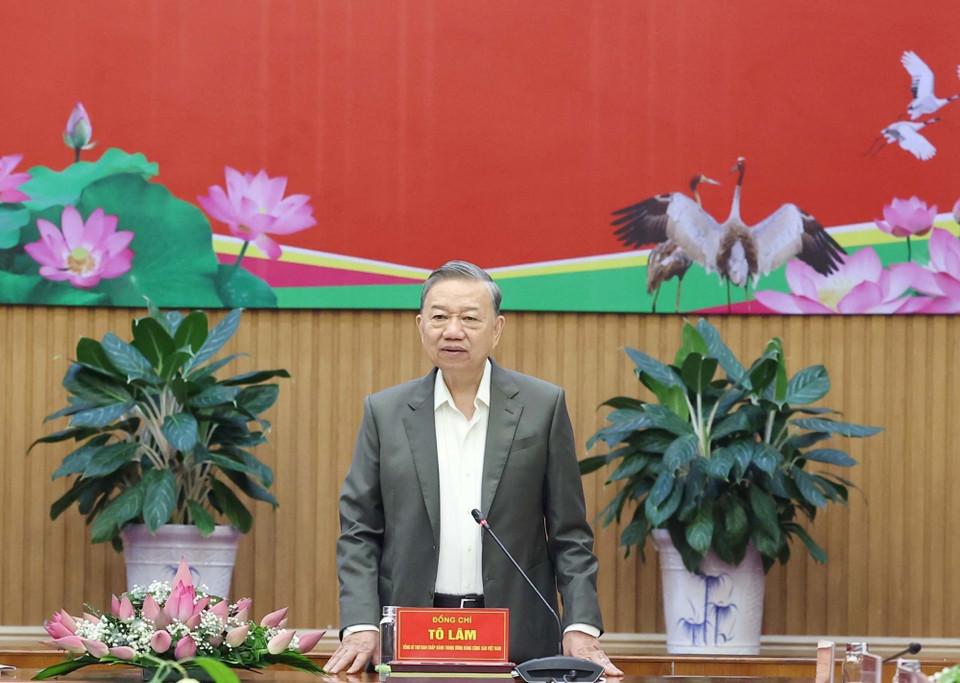 Tổng Bí thư Tô Lâm phát biểu chỉ đạo. (Ảnh: Thống Nhất/TTXVN)