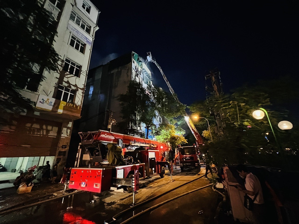 Hiện trường vụ cháy. (Ảnh: Phạm Kiên/TTXVN)