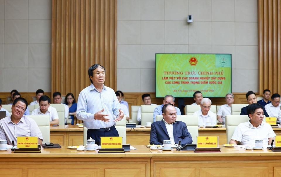 Đại diện doanh nghiệp xây dựng Xuân Trường phát biểu. (Ảnh: Dương Giang/TTXVN)