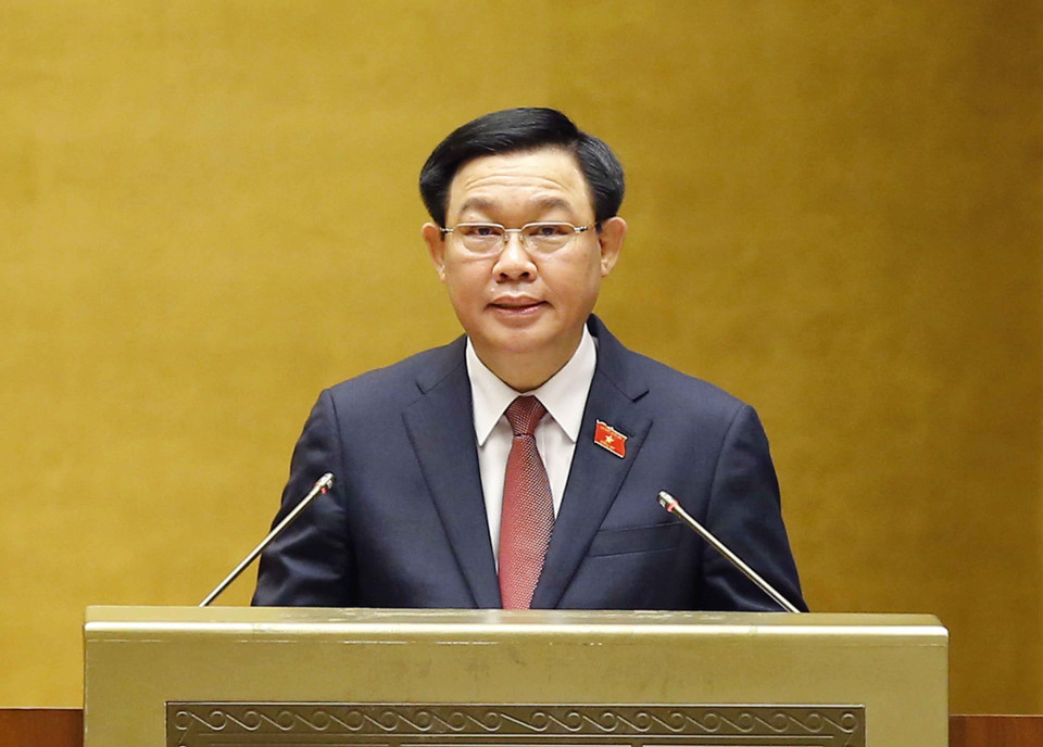 Chủ tịch Quốc hội Vương Đình Huệ phát biểu. (Ảnh: Doãn Tấn/TTXVN)