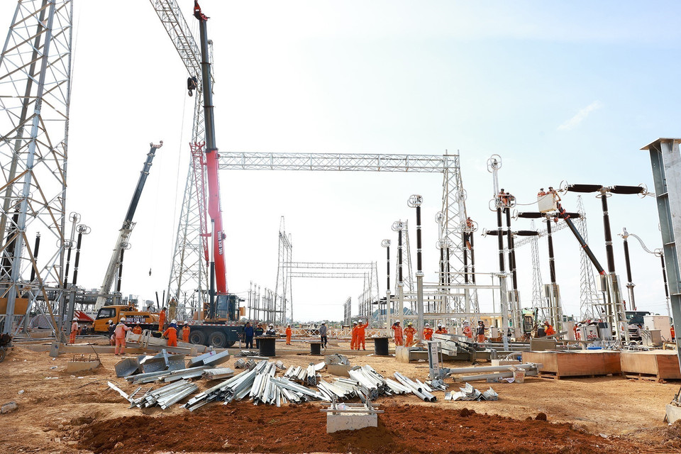 Công trường Dự án Trạm biến áp 500 kV Thanh Hóa tại xã Thiệu Phúc, huyện Thiệu Hóa, tỉnh Thanh Hóa. (Ảnh: Dương Giang/TTXVN)