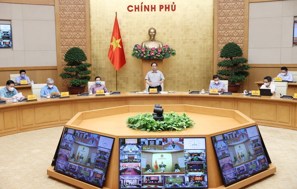 Thủ tướng Phạm Minh Chính chủ trì cuộc họp. (Ảnh: Dương Giang/TTXVN)