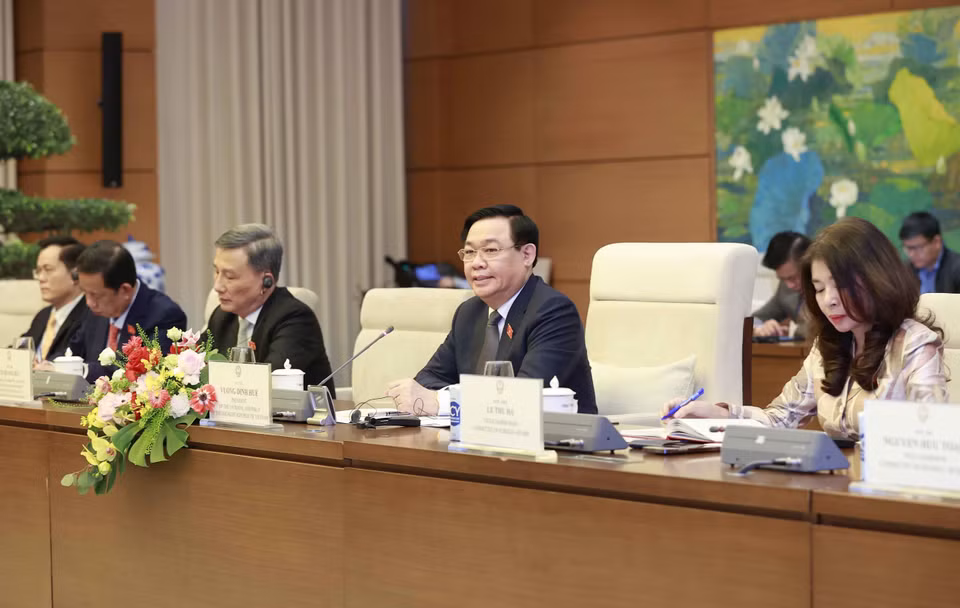 Chủ tịch Quốc hội Vương Đình Huệ tại buổi tiếp. (Ảnh: Doãn Tấn/TTXVN)