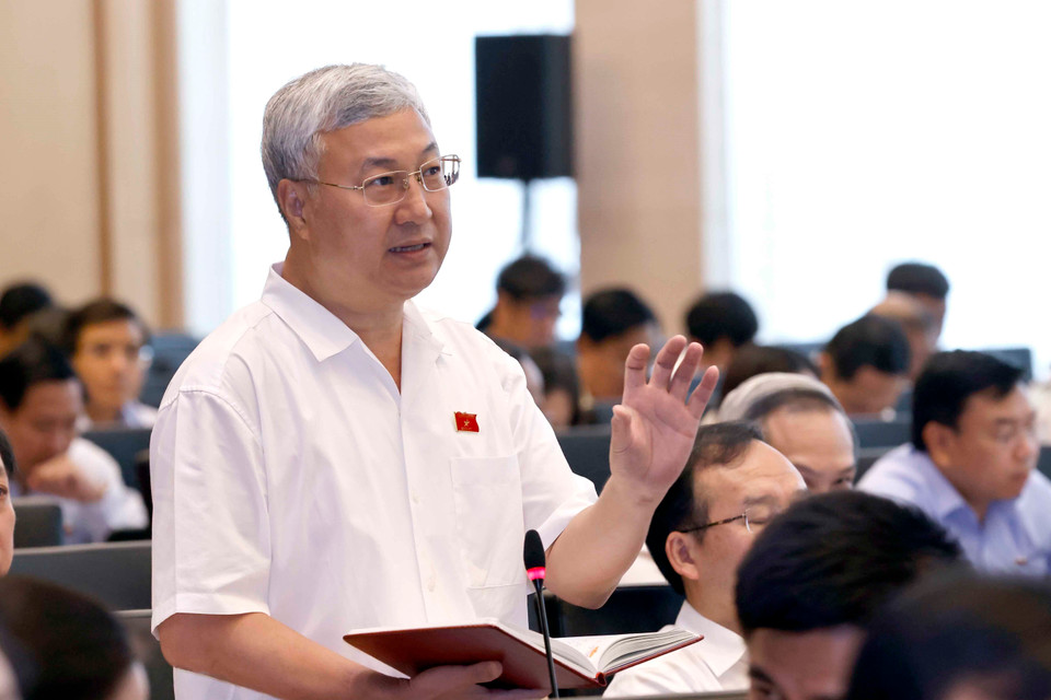 Đại biểu Quốc hội tỉnh Bắc Giang Trần Văn Lâm phát biểu. (Ảnh: Doãn Tấn/TTXVN)