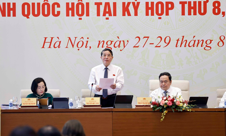 Phó Chủ tịch Quốc hội Nguyễn Đức Hải điều hành phiên họp. (Ảnh: Doãn Tấn/ TTXVN)