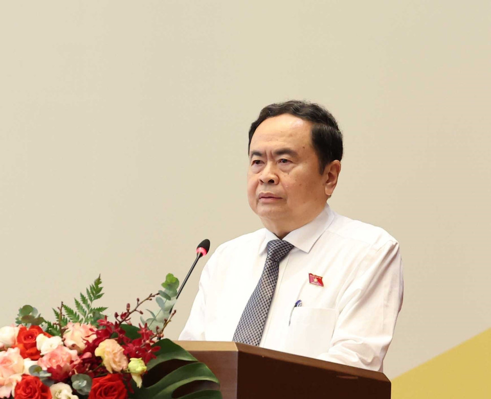 Chủ tịch Quốc hội Trần Thanh Mẫn phát biểu khai mạc. (Ảnh: Thống Nhất/TTXVN)