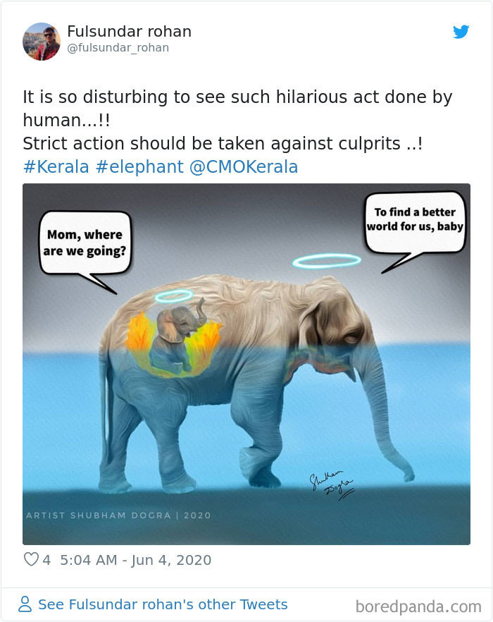 Người dùng Twitter viết: Thật đáng lo ngại với những hành vi của con người. Thủ phạm cần được trừng trị thích đáng. (Nguồn: Boredpanda.com)