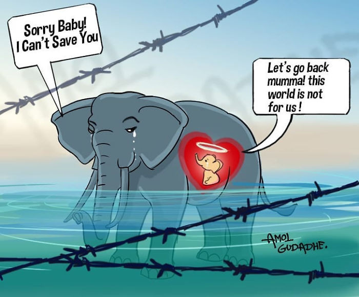 Đây cũng là lúc người ta nhìn nhận lại, liệu sự phát triển của xã hội loài người có phải nguyên nhân dẫn đến kết cục đáng buồn của thế giới tự nhiên. (Nguồn: Boredpanda.com)