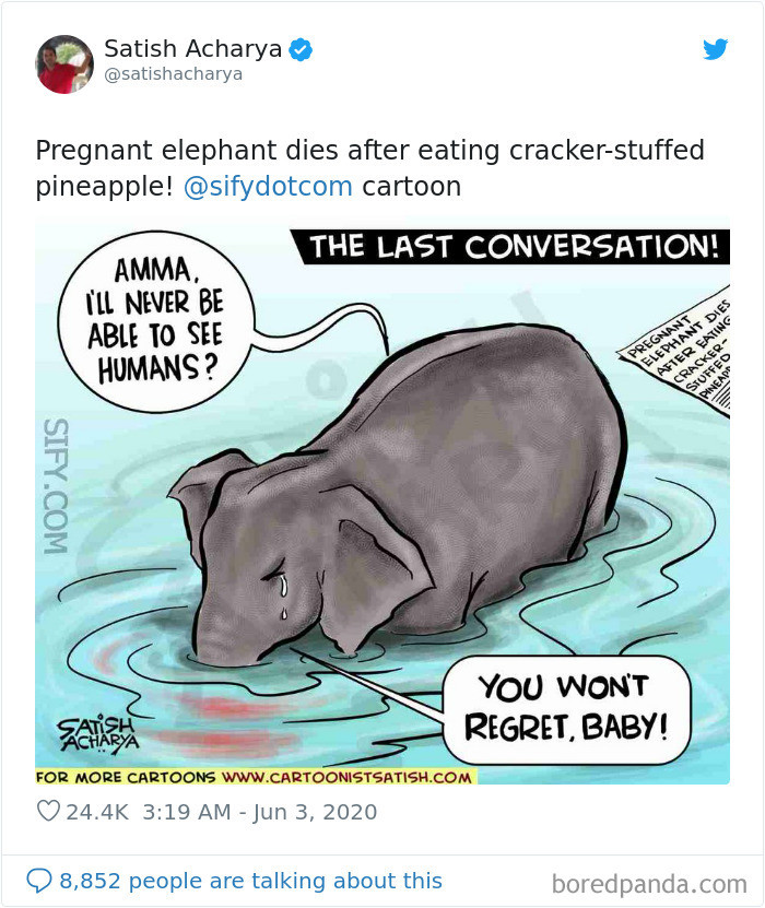 'Mẹ, vậy là con sẽ không bao giờ đươc thấy con người nữa ư?' 'Con sẽ không bao giờ phải hối tiếc về điều đó đâu con yêu' (Nguồn: Boredpanda.com)