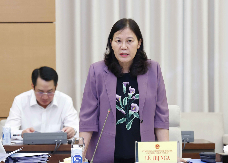 Chủ nhiệm Ủy ban Tư pháp của Quốc hội Lê Thị Nga phát biểu. (Ảnh: Doãn Tấn/TTXVN)