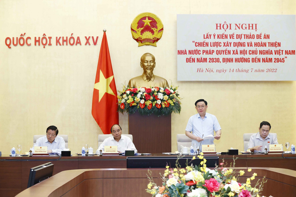 Chủ tịch Quốc hội Vương Đình Huệ phát biểu. (Ảnh: Doãn Tấn/TTXVN)