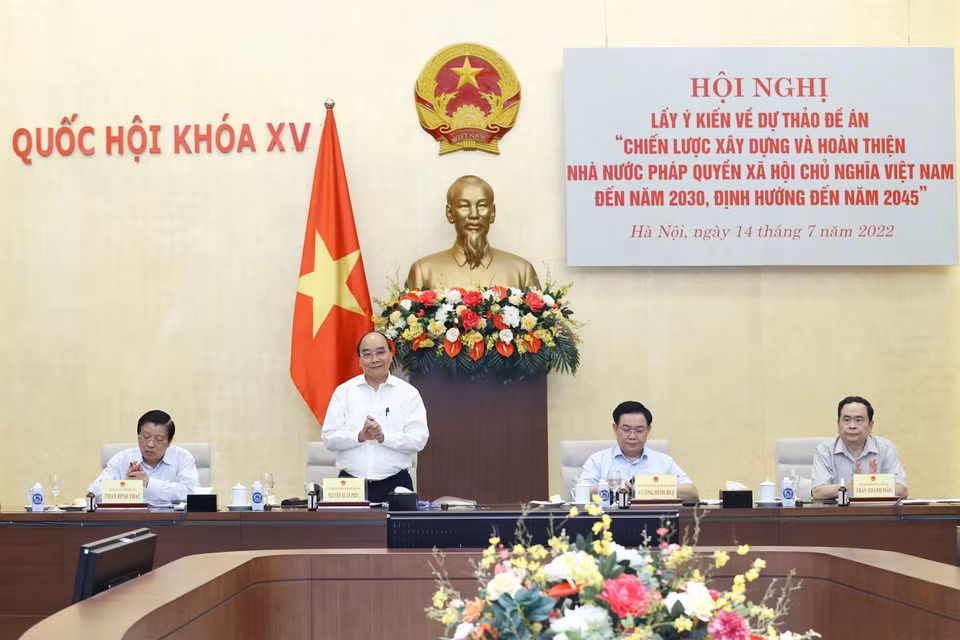 Chủ tịch nước Nguyễn Xuân Phúc chủ trì Hội nghị. (Ảnh: Doãn Tấn/TTXVN)