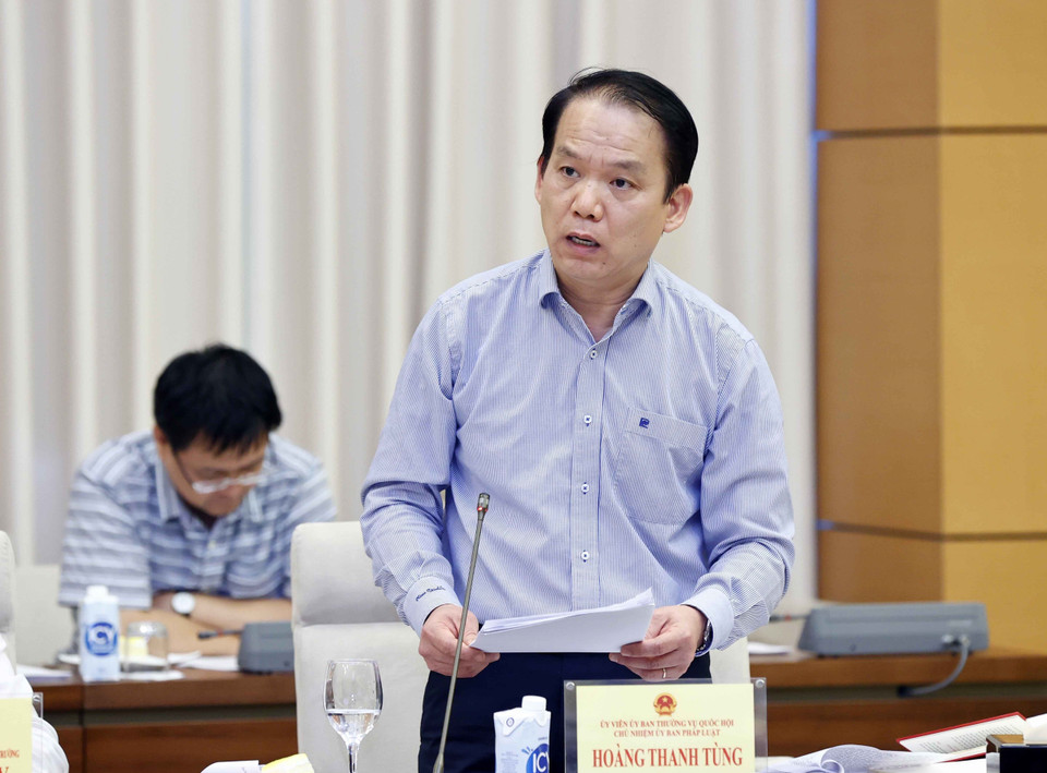 Chủ nhiệm Ủy ban Pháp luật của Quốc hội Hoàng Thanh Tùng phát biểu. (Ảnh: Doãn Tấn/TTXVN)