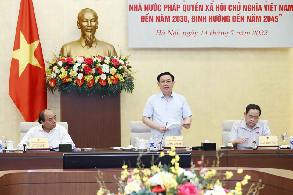 Chủ tịch Quốc hội Vương Đình Huệ phát biểu. (Ảnh: Doãn Tấn/TTXVN)