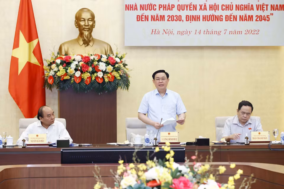 Chủ tịch Quốc hội Vương Đình Huệ phát biểu. (Ảnh: Doãn Tấn/TTXVN)