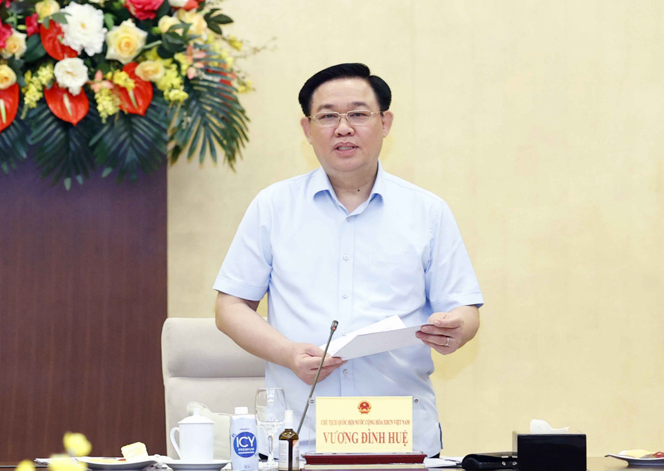 Chủ tịch Quốc hội Vương Đình Huệ phát biểu. (Ảnh: Doãn Tấn/TTXVN)