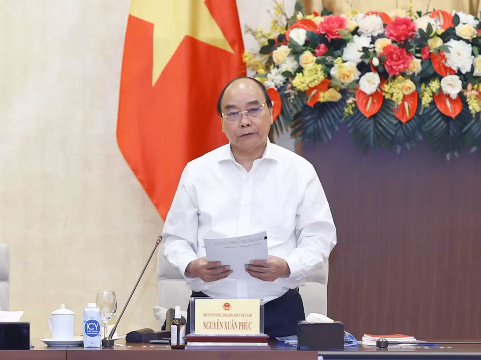 Chủ tịch nước Nguyễn Xuân Phúc, Trưởng Ban Chỉ đạo xây dựng Đề án phát biểu. (Ảnh: Doãn Tấn/TTXVN)