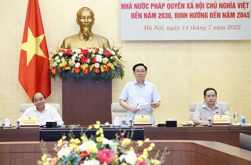 Chủ tịch Quốc hội Vương Đình Huệ phát biểu. (Ảnh: Doãn Tấn/TTXVN)