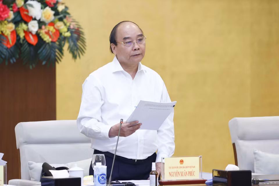 Chủ tịch nước Nguyễn Xuân Phúc, Trưởng Ban Chỉ đạo xây dựng Đề án phát biểu. (Ảnh: Doãn Tấn/TTXVN)
