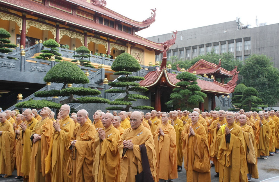 Quang cảnh Lễ tưởng niệm Chủ tịch nước Trần Đại Quang tại Việt Nam Quốc Tự ở Thành phố Hồ Chí Minh. (Ảnh: Tiến Lực/TTXVN)