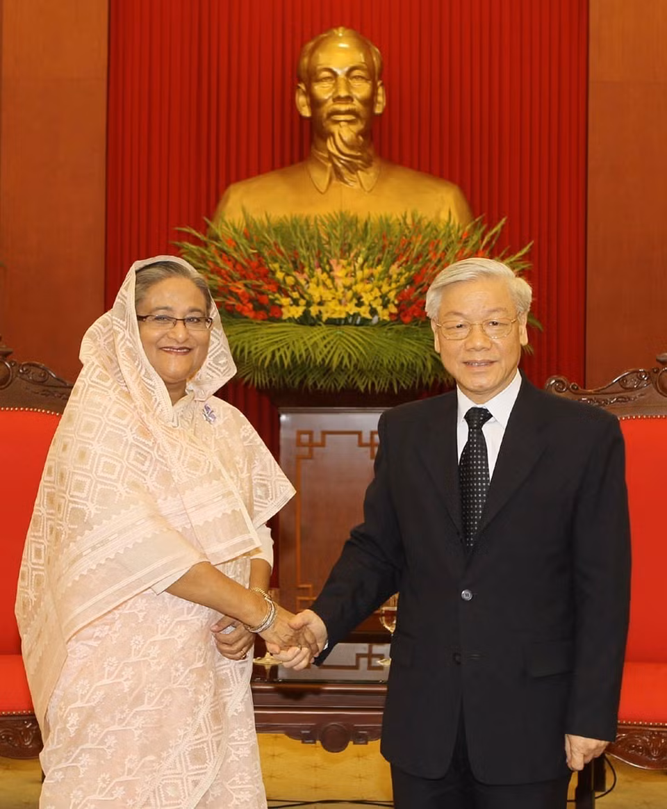 Tổng Bí thư Nguyễn Phú Trọng tiếp Thủ tướng Bangladesh Sheikh Hasina thăm chính thức Việt Nam (Hà Nội, 2/11/2012). (Ảnh: Trí Dũng/TTXVN)