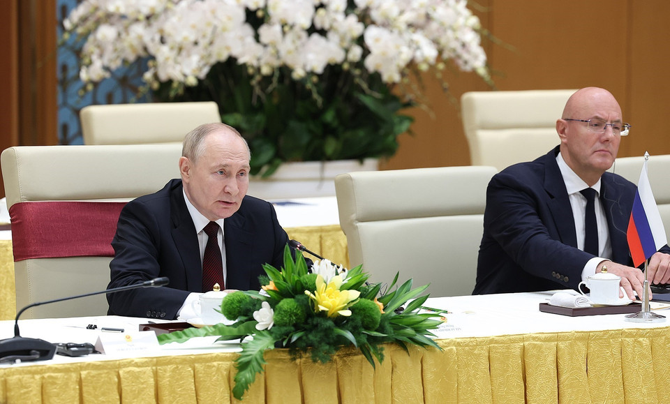 Tổng thống Liên bang Nga Vladimir Putin phát biểu tại cuộc hội kiến. (Ảnh: Dương Giang/TTXVN)