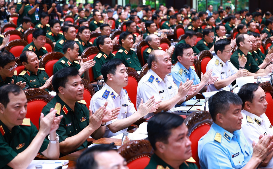 Các đại biểu dự Hội nghị Quân chính toàn quân 6 tháng đầu năm 2024. (Ảnh: Dương Giang/TTXVN)